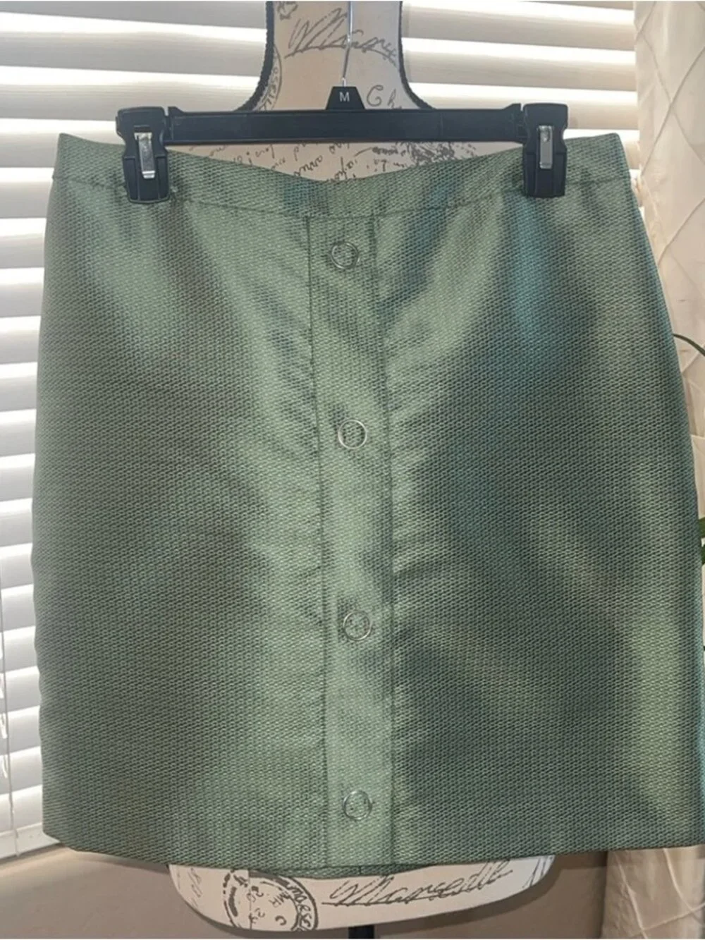 Green Soft Textured Mini Skirt